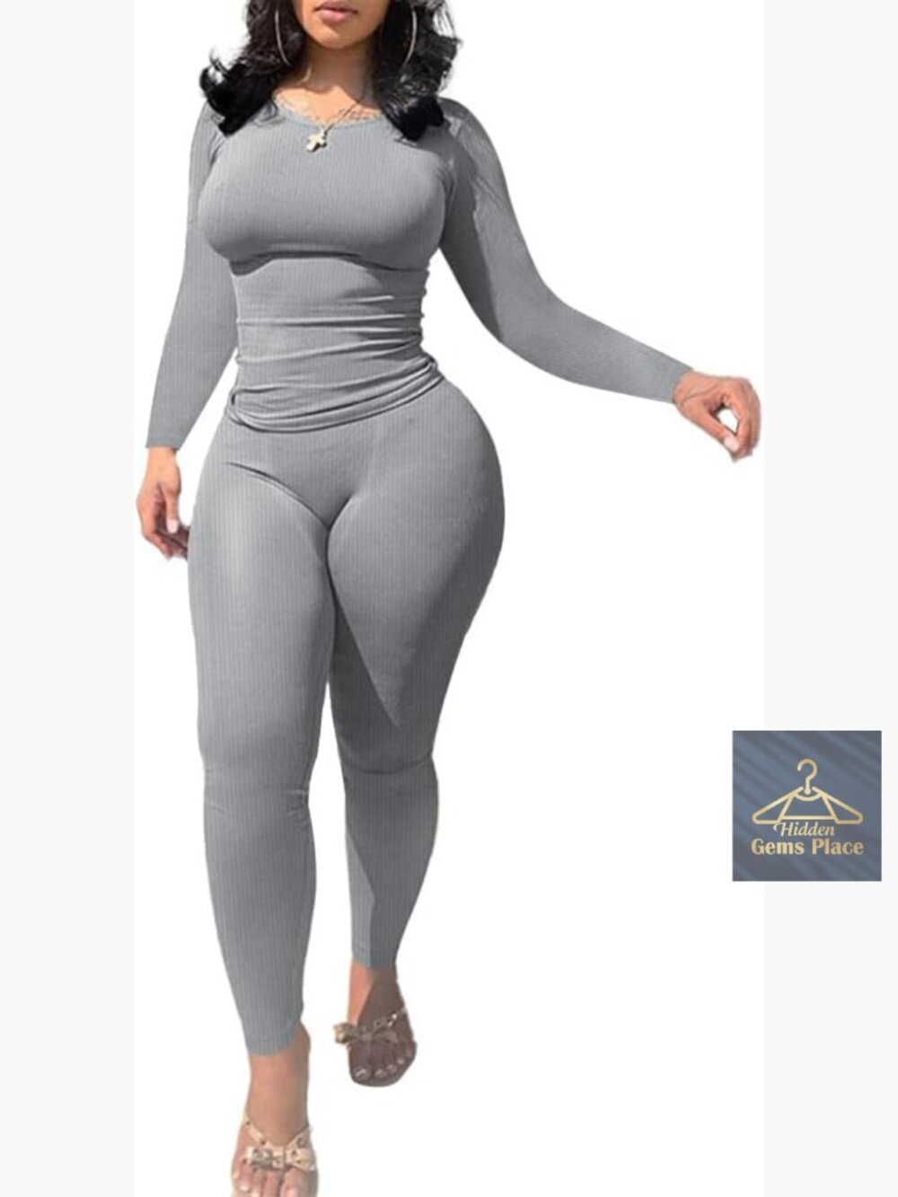 Women's Long Sleeve Jogger Set Polyester Bodycon Activewear Medium